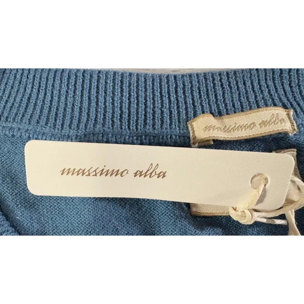 Massimo Alba Cotton cashmere jersey t-shirt sz M color blue rain NWT $490 ItalY - Picture 3 of 9